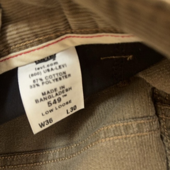 Levis 549 Low Loose Corduroy Pants Mens 36x29 Tan Brown - SIZE‎ NOTE - Picture 5 of 9
